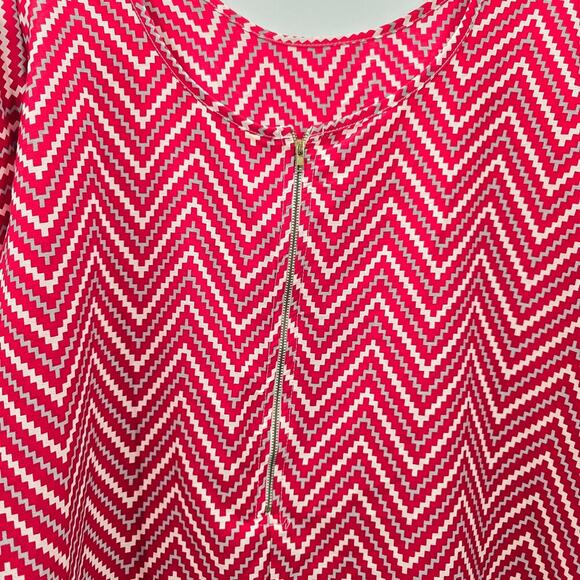 Live 4 Truth Red White Chevron Knee Length Zipper Dress Plus 1XL - Picture 4 of 6